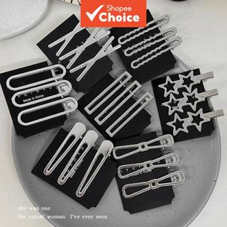  Bộ kẹp tóc ngôi sao bạc - Kẹp tóc mỏ vịt rỗng bằng kim loại Barrette Kẹp tóc mỏ vịt thẳng 
