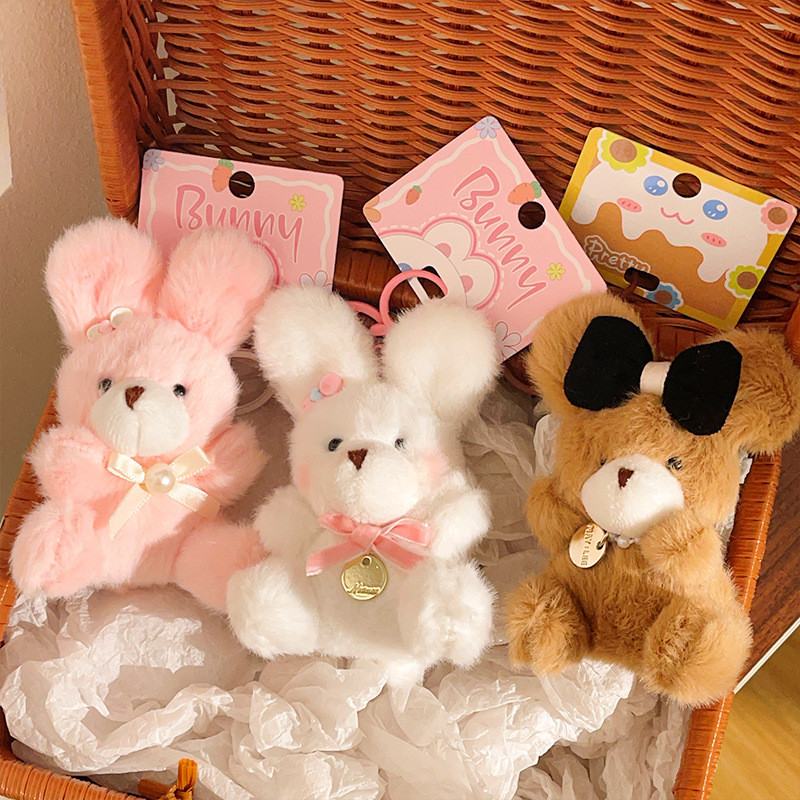 Sitting Bear Pendant Plush Doll Bag Soft Cute Accessory Keychain Little Bear Plush Toy Boutique Whol