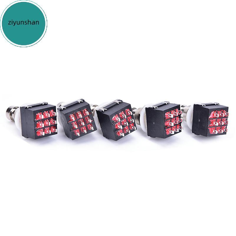 Ziyunshan 5 Chiếc 3PDT 9 Chân Hiệu Ứng Đàn Guitar Stomp Switch Bàn Đạp Hộp Chân Kim Loại Thật Bỏ Qua
