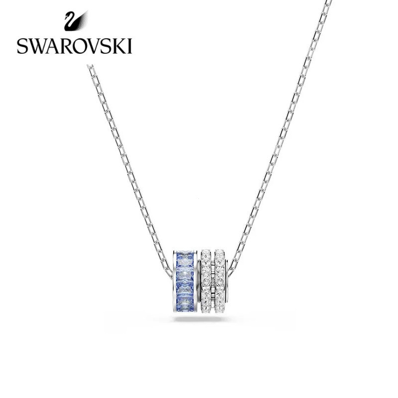 Vòng cổ nữ Swarovski Vòng cổ đơn giản Vòng cổ bạc Sterling Vòng cổ pha lê Vòng cổ đổi màu Bộ Swarovs
