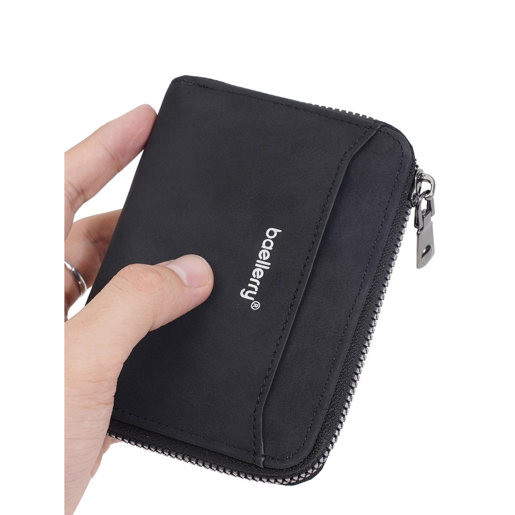 Nam Ví Ngắn Đa Năng Dọc Ví Đựng Thẻ Lái Xe Dây Kéo Nhỏ Ví Đựng Tiền Xu Nam Học Sinh Ví