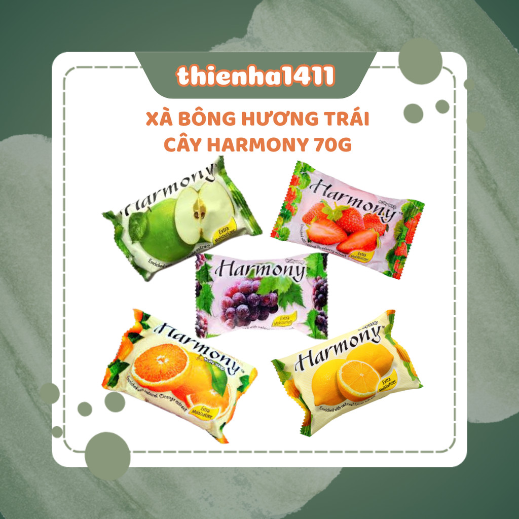 Xà bông trái cây Harmony 70G_Đủ mùi: táo, chanh, dâu, nho, cam