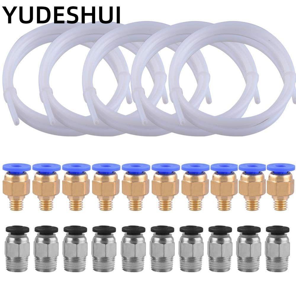 Ống PTFE YudhUI, với 10 phụ kiện PC4-M6 10 phụ kiện PC4-M10 Phụ kiện Ống kết nối màu trắng, Bộ phận 