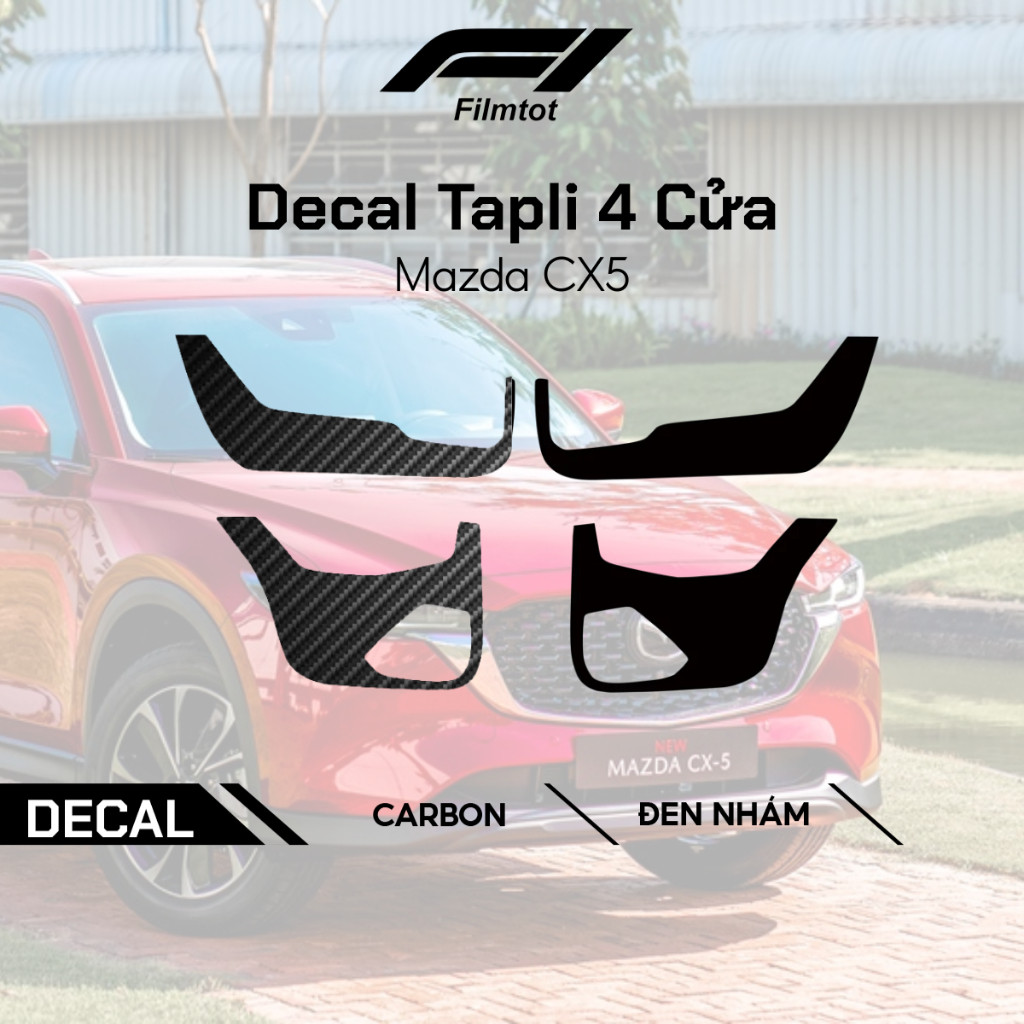 Miếng Dán Decal Tapli 4 Cửa Mazda CX5 18-25 - Chống Xước Cửa, Che Mờ Vết Xước Cũ, Phụ Kiện Mazda CX5