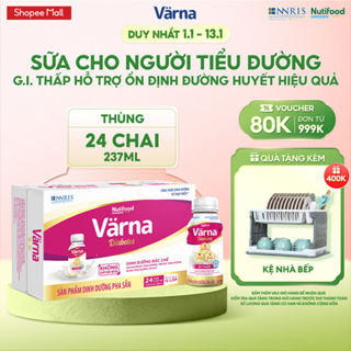  Thùng Sữa Bột Pha Sẵn Cho Người Tiểu Đường Varna Diabetes  24 Chai X 237ml  GI Thấp Ổn Định Đường Huyết 