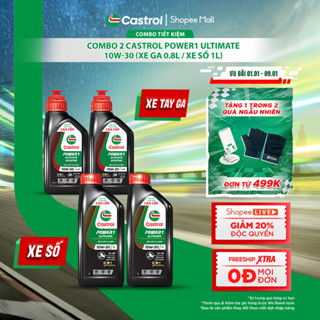   BST Bác tài công nghệ  COMBO 2 Dầu nhớt xe máy Castrol POWER1 ULTIMATE 10W-30  0.8L 1L  