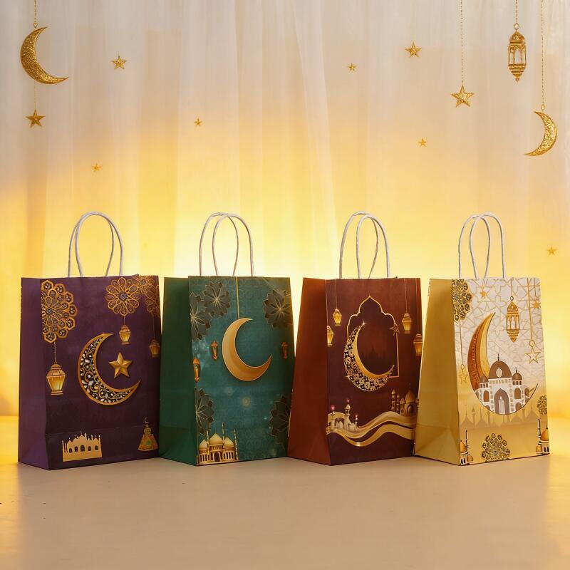 2026 Eid Mubarak Túi Giấy Kraft Mặt Trăng Tote Ramadan Eid Mubarak Túi Hari Raya Eid Gói Quà Tiệc