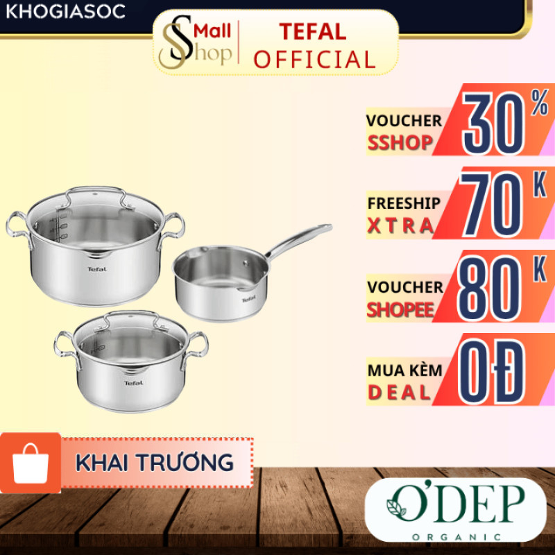 Bộ 3 nồi inox đáy từ cao cấp Tefal Duetto Plus 16/20/24 (G719S674/ G719S655) - Bảo Hành 24 Tháng - S