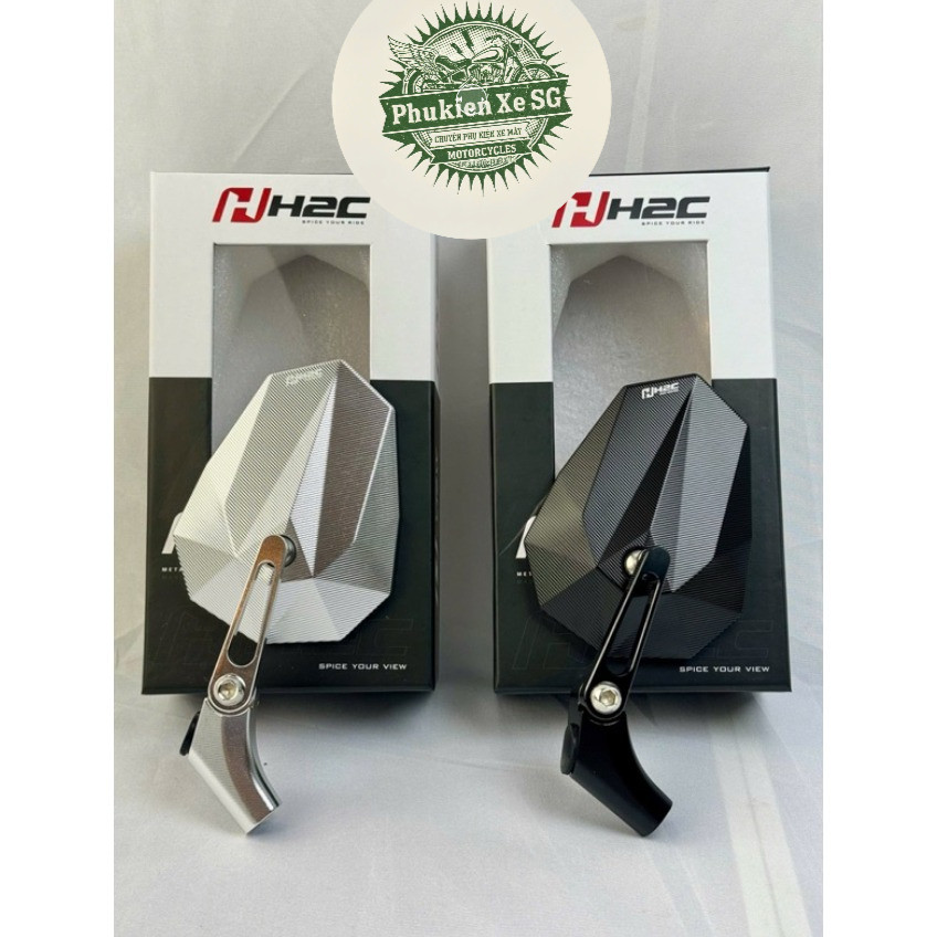 [Kính H2C V2 ] Gương chiếu hậu cao cấp, kính xe máy H2C V2, V5 Full nhôm CNC- tất cả xe AB, Vario, V
