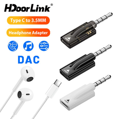 Bộ chuyển đổi tai nghe HdoorLink Type C sang 3,5mm HiFi Plug and Play DAC Bộ chuyển đổi âm thanh USB-C Nữ sang 3,5 Jack Nam Bộ chuyển đổi âm thanh Aux cho trò chơi Karaoke