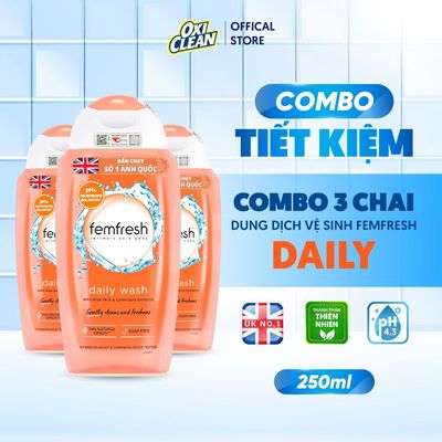 Combo 3 Dung Dịch Vệ Sinh Phụ Nữ Femfresh Daily Intimate Wash Chăm Sóc Vùng Kín Sạch, Thơm, Tươi Mới 250ml/chai