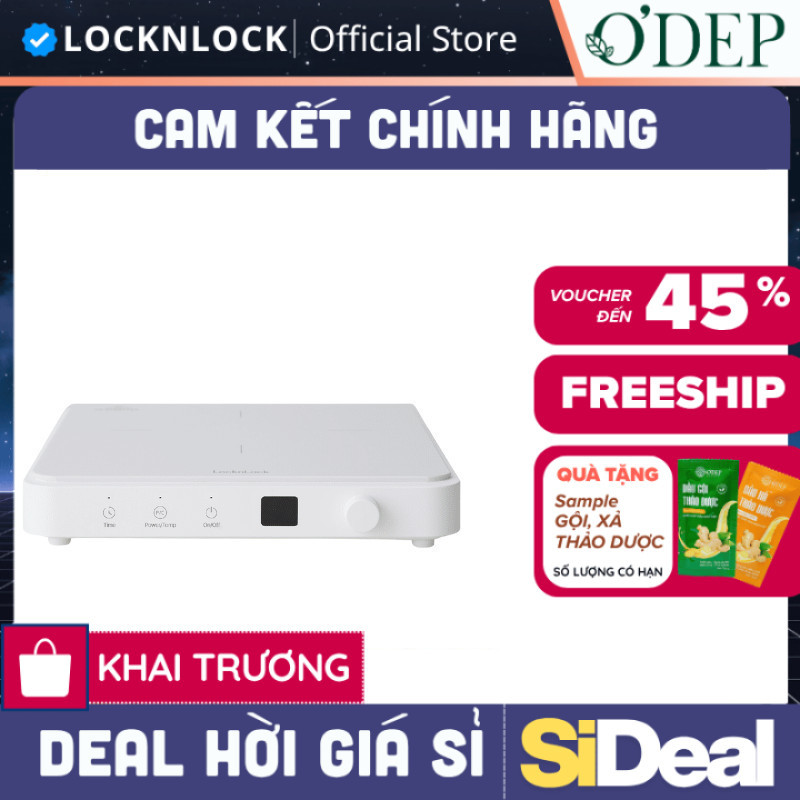 Bếp điện từ LocknLock siêu mỏng công suất mạnh, Hàng chính hãng Bianco Slim đa chế độ nấu EJI146WHT 
