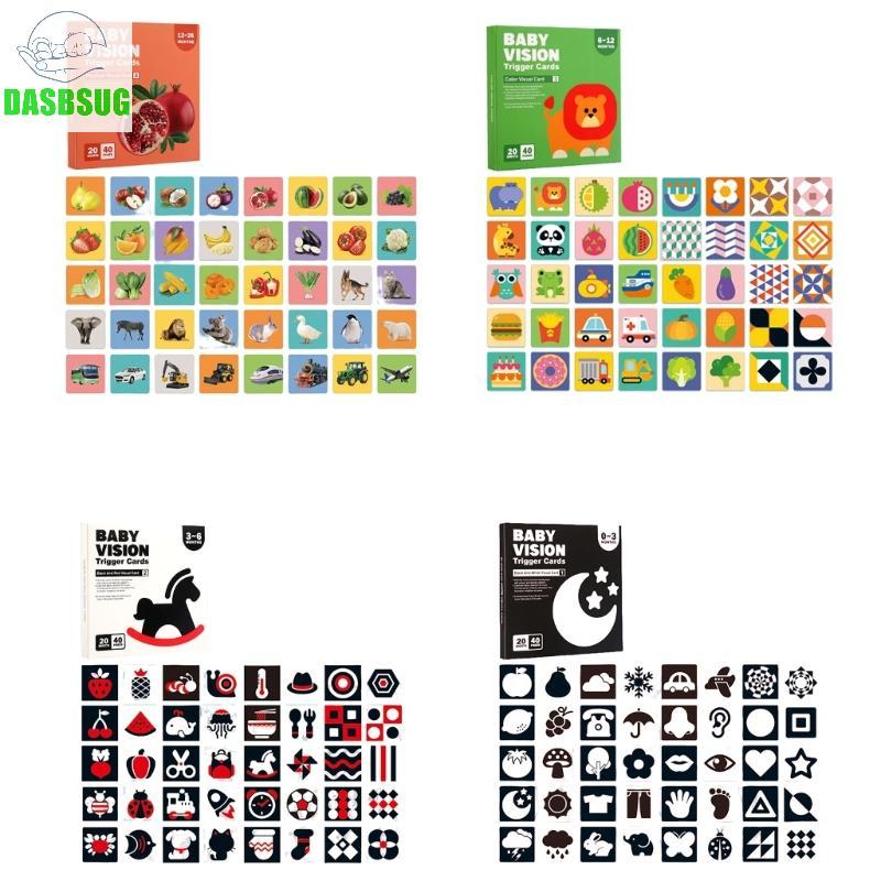Thẻ Flashcard trẻ em tương phản DASBSUG Thẻ trực quan cho bé màu đen trắng