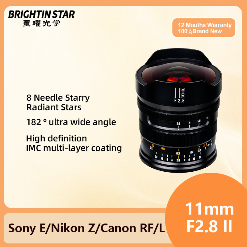 Brightin Star 11mm F2.8 II Full Frame Fisheye Lens Góc siêu rộng Lấy nét thủ công DSLR Mirrorless Ca