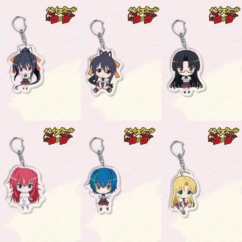Móc khóa Anime High School DxD HERO Mica Acrylic hình Rias Gremory Akeno Himejima Chibi trang trí cặ