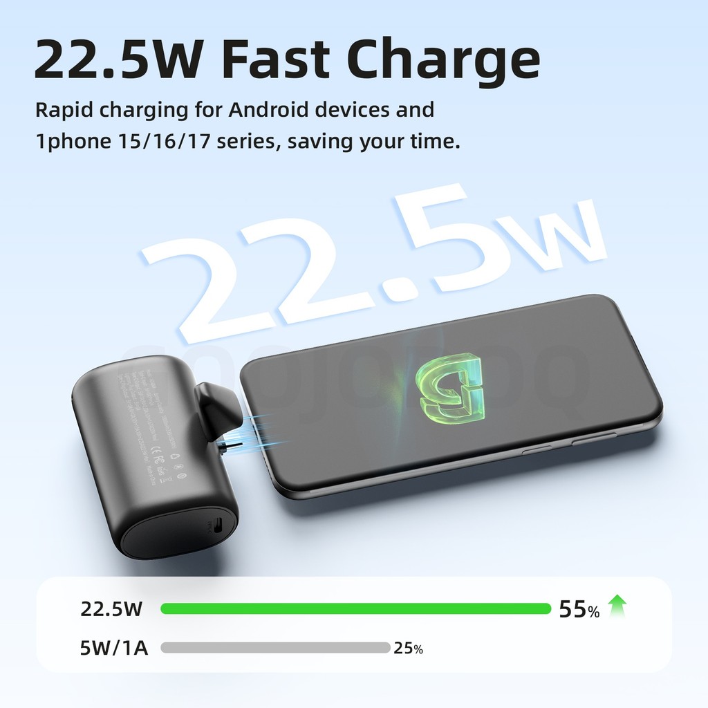 Pin dự phòng GOOJODOQ 10000mAh với sạc siêu nhanh 22.5W, tích hợp giao diện Light-ning và USB-C, cùng màn hình LED | BigBuy360 - bigbuy360.vn