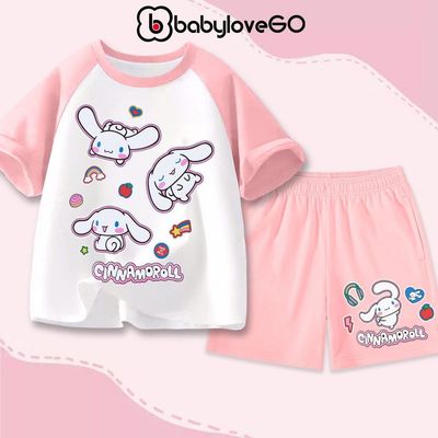 Đồ bộ bé gái BabyloveGO  set quần áo mùa hè Cinnamoroll chất thun cotton mềm nhẹ thoáng mát cho bé 1-10 tuổi AQ12-RA01