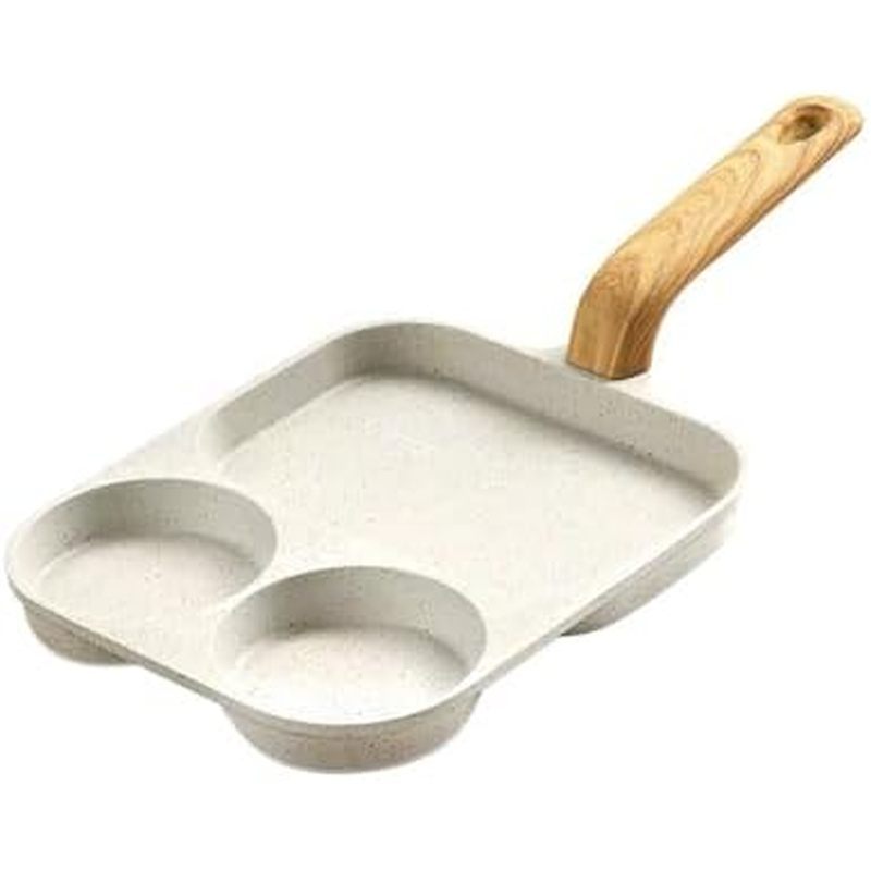 Nonstick Egg Frying Pan, Egg Frying Pan 3 Section, Aluminum Frying Pan With Heat Resistant Handle, C