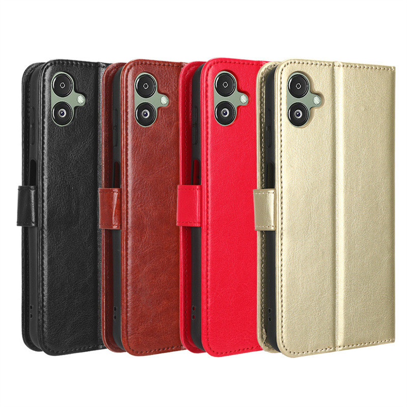 Thích hợp cho Ốp điện thoại Samsung F14 Galaxy F14 5G Flip Leather Case Crazy Horse Pattern Card Lan