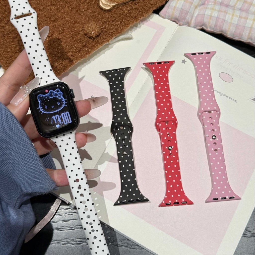 Thích hợp cho dây đeo Apple Watch Apple Watch1-1 / Ultra1-3 / SE3 Dây đeo silicon chấm bi eo nhỏ