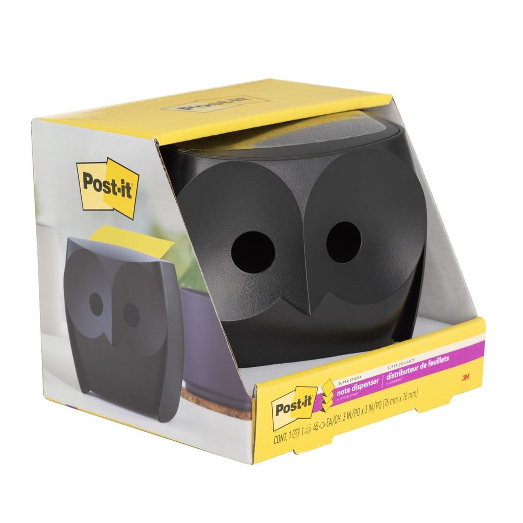 3M Post-it Super Sticky Notes, Cute, Large Pop-up Notes, 75 x 75mm, 45 sheets, OWL-330-BK[Direct fro