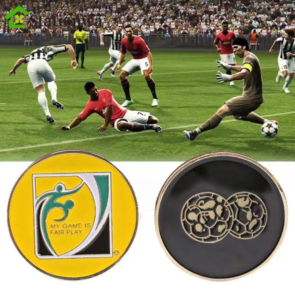 Stationwa Soccer Flip Coin Hợp kim kim loại, dụng cụ trọng tài bóng đá hai mặt