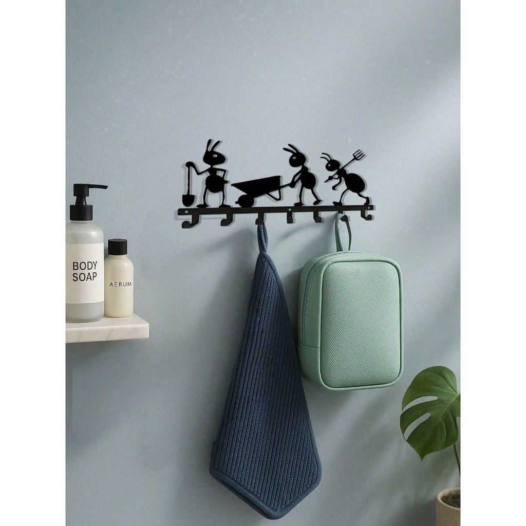 HELLOYOUNG Ant Wall Key Holder 7 Móc Kim Loại Chìa Khóa Nhà Tổ Chức Lối Vào Giá Để Đồ Trang Trí Nhà 