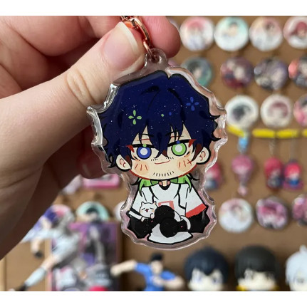 Blue Lock Oliver Aiku Keyring / Double Sided Glitter Epoxy Charm