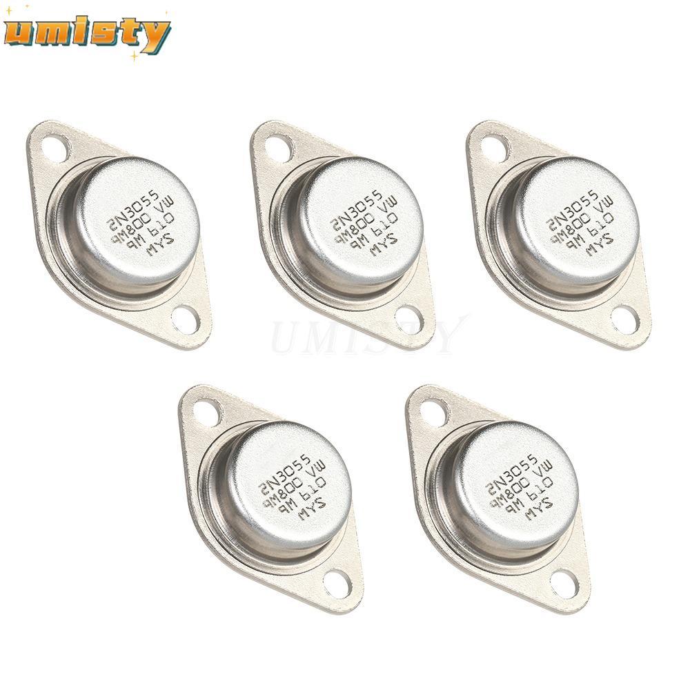 UMISTY 5 Cái 2N3055 Điện Transistor, Kim Loại TO-3 Điện, Bộ Transistor 2N3055 NPN 15A / 60V TO-3 Dự 