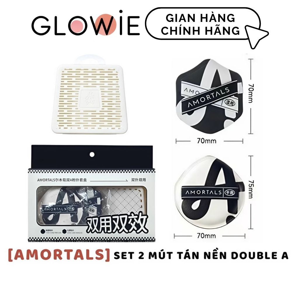 [AMORTALS] Set 2 Mút Trang Điểm Amortals Double A, Mút Amortals Tán Kem Nền Cushion Dùng Khô Và Ướt
