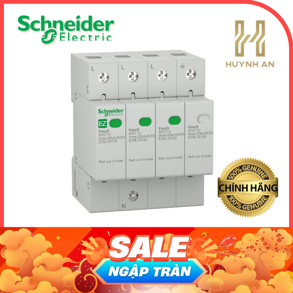 Bộ chống sét lan truyền 3P+N 400V IMAX 20kA - 45kA dòng Easy9 SPD - Schneider Electric - EZ9L33720 E