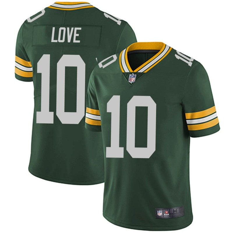 Nam NFL Jersey Green Bay Packers Jordan Love Green Limited Amrican Cầu thủ bóng đá Jerseys