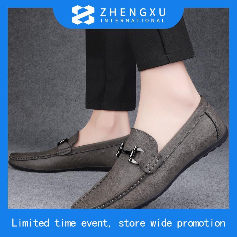 Men's soft leather loafers size lớn 38-47 giày công sở giày công sở chuỗi kim loại non-slip giày nam