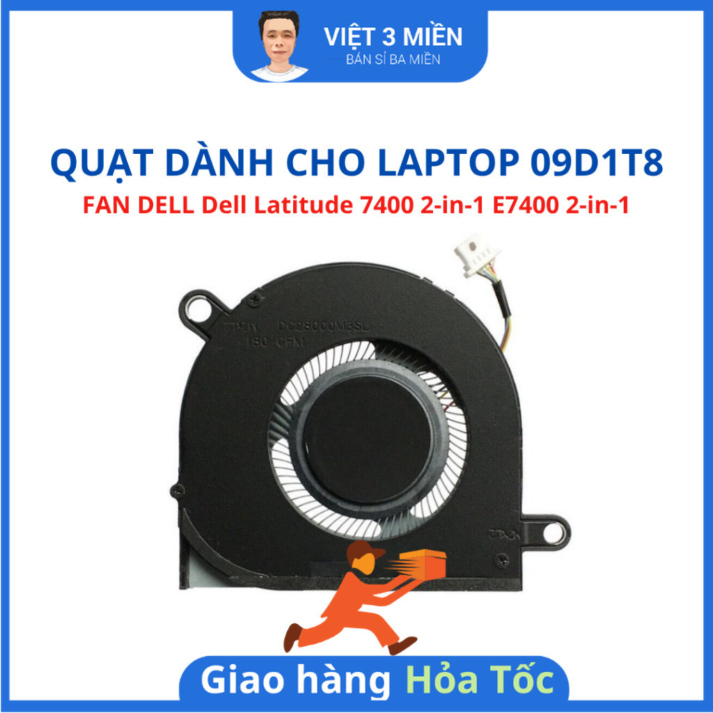 FAN Quạt tản nhiệt laptop Dell Latitude 7400 2-in-1 E7400 2-in-1 09D1T8 9D1T8 ZIN - LIKENEW