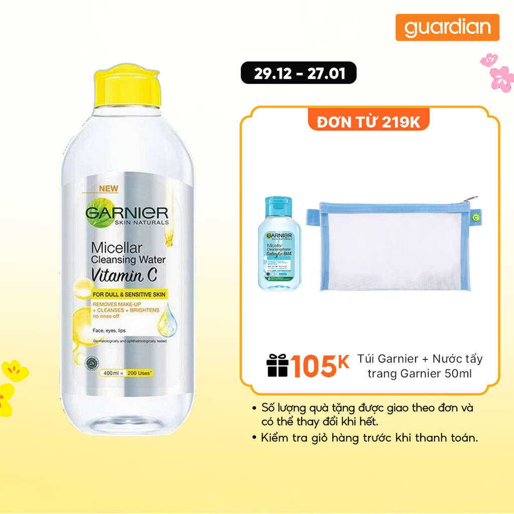Nước Làm Sạch Và Tẩy Trang Dưỡng Sáng Da Micellar Water Vitamin C GARNIER 400ml