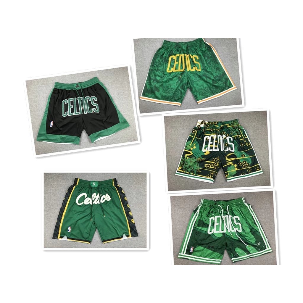 Quần short bóng rổ Celtic jersey với hình Irving và Thomas, túi kéo tiện lợi
