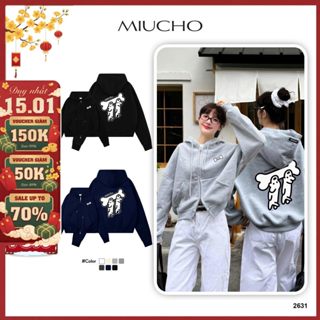  Áo hoodie zip form boxy hình cún dễ thương BST Miucho vải nỉ 2 da dày dặn thoáng mát giữ ấm tốt 