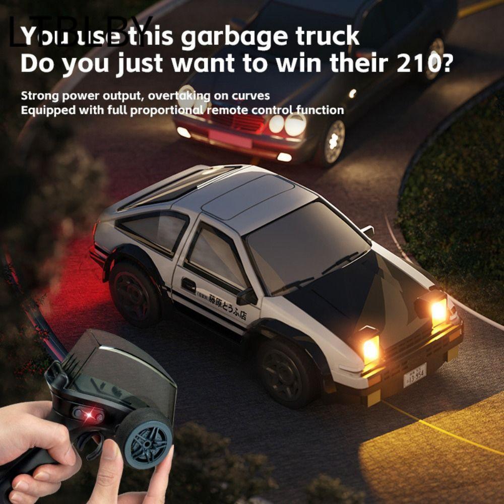 LTBLBY RC Drift Car, Nhựa 1 / 64 MINI AE86 RC Stunt Car, Sáng Tạo Đua Xe Đen Trắng Thể Thao Điện Điề