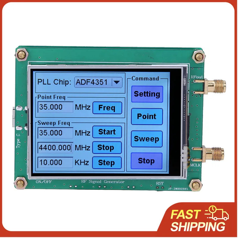 Máy tạo tín hiệu RF cảm ứng toàn bộ ADF4350 / 4351 35M-4.4GHz Điều khiển phần mềm PC tần số quét cho