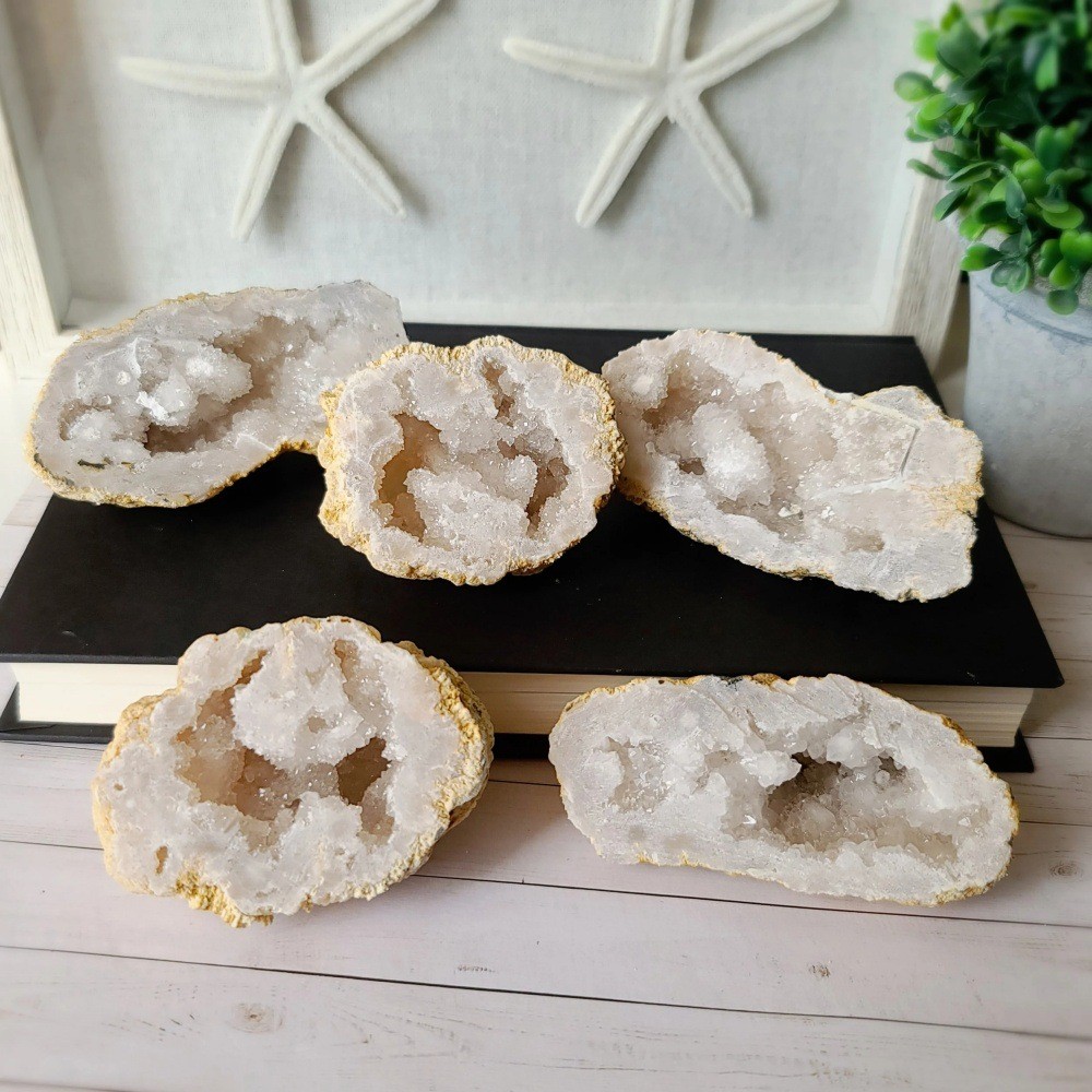 Ma-rốc Trắng Mã Não Geode Cornucopia Geode Lát Đồ Trang Trí Khoáng Mẫu Pha Lê Đá Thô Nhà Sản Xuất Bá