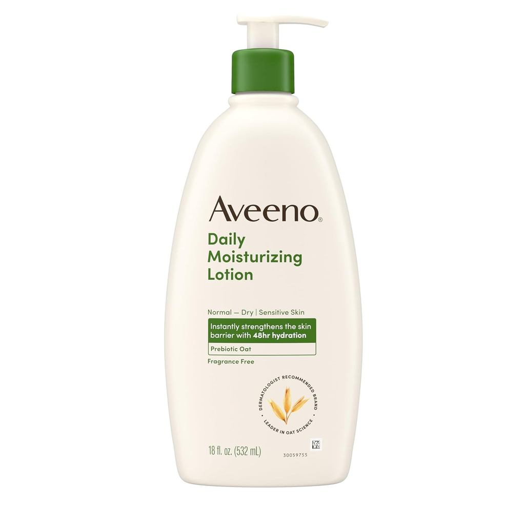Aveeno Daily Moisturizing Body Lotion, Body Lotion for Dry Skin with Prebiotic Oat, Paraben Free, Fr