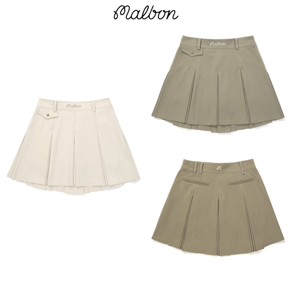 26 Phong Cách Mới Hàn Quốc MALBON Golf Nữ Xuân Hè Phong Cách Retro Chống chói Xếp Ly Váy Thể Thao Nữ