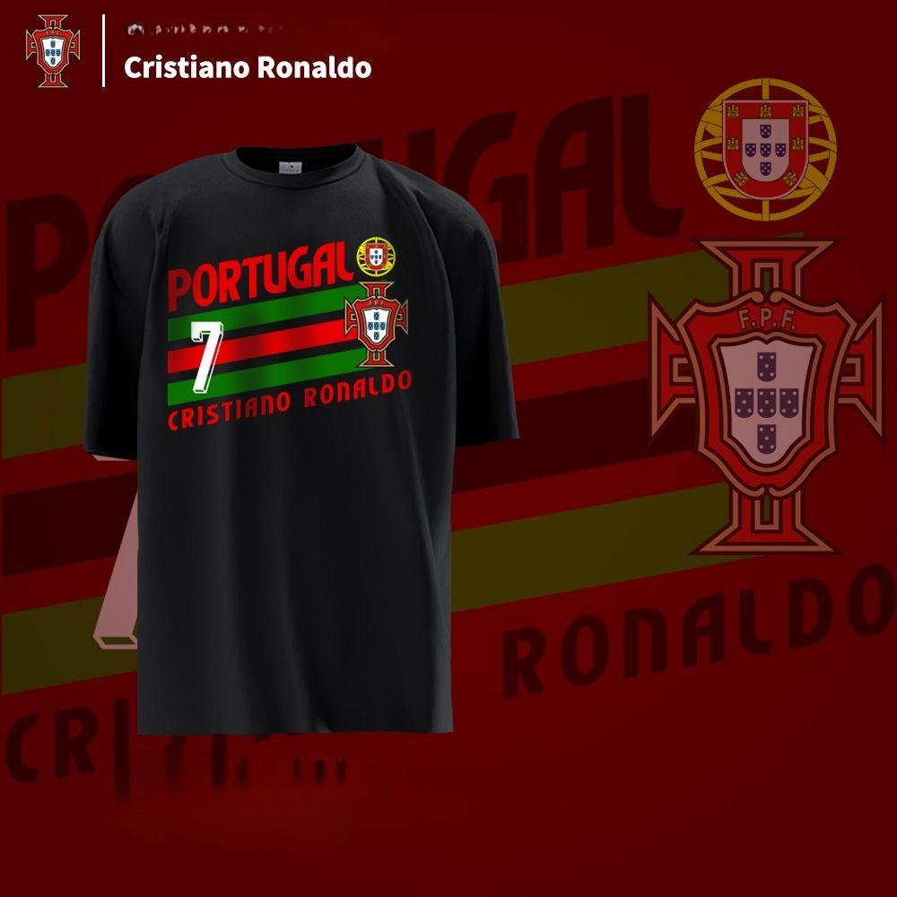 Áo thun Cotton CR7 Đội tuyển quốc gia Bồ Đào Nha Size 7 Euro 2024 Cặp cha và con trai Áo sơ mi gia đ