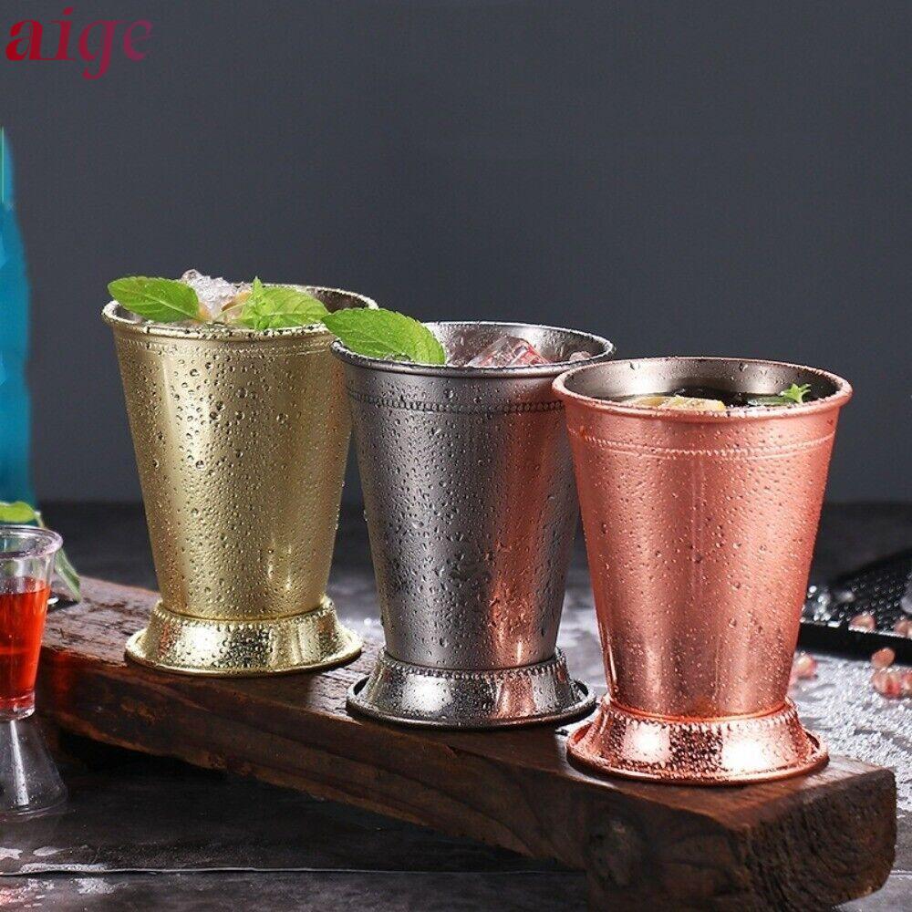 Cốc Julep Cán Bạc Hà AIGE, Cốc Cocktail Bạc 350ml, Thép Không Gỉ Mojito Cocktail Kính Nhà Bếp