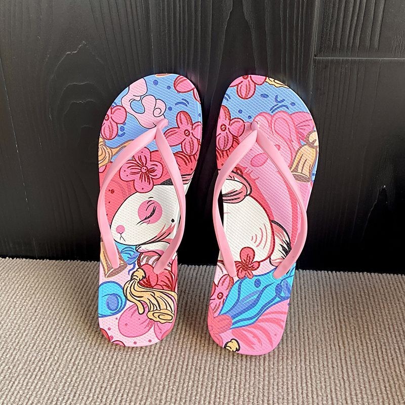 2025 Việt Nam Flip-Flops Nữ Chống Trơn Trượt Bên Ngoài In Hình Flip-Flops Flip-Flops