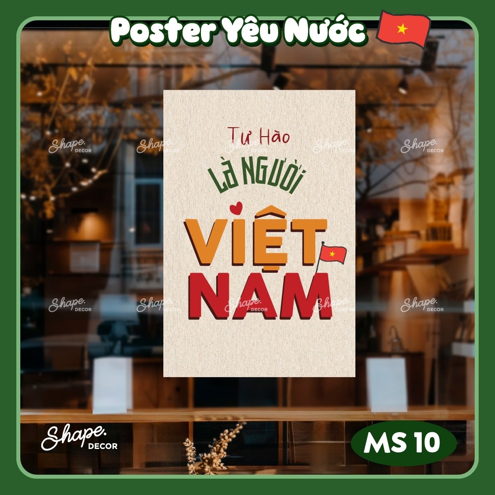 Decal dán kính chủ đề Việt Nam - Decal Việt Nam Yêu Nước in màu sắc nét