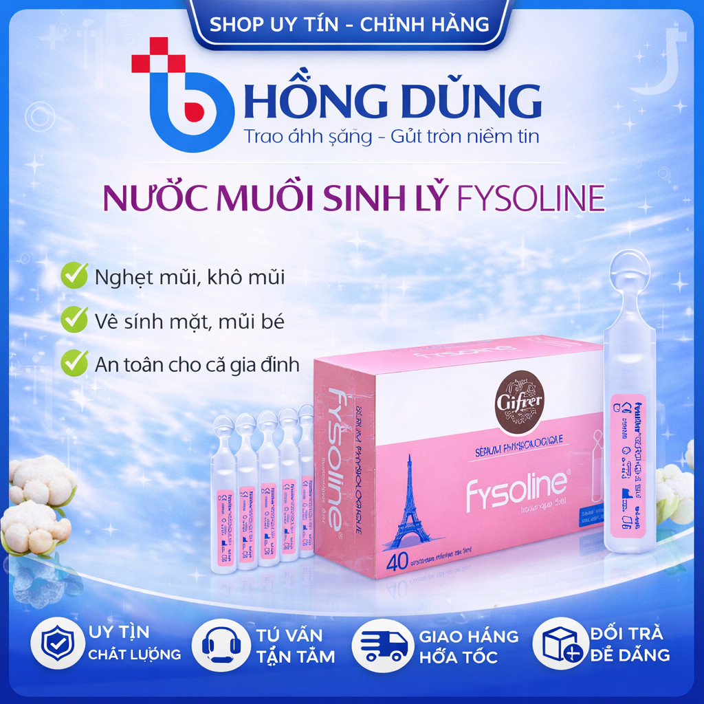 Fysoline Isotonique (Fysoline Hồng) - Nước muối sinh lý (Pháp) giúp vệ sinh mắt, mũi, miệng cho bé