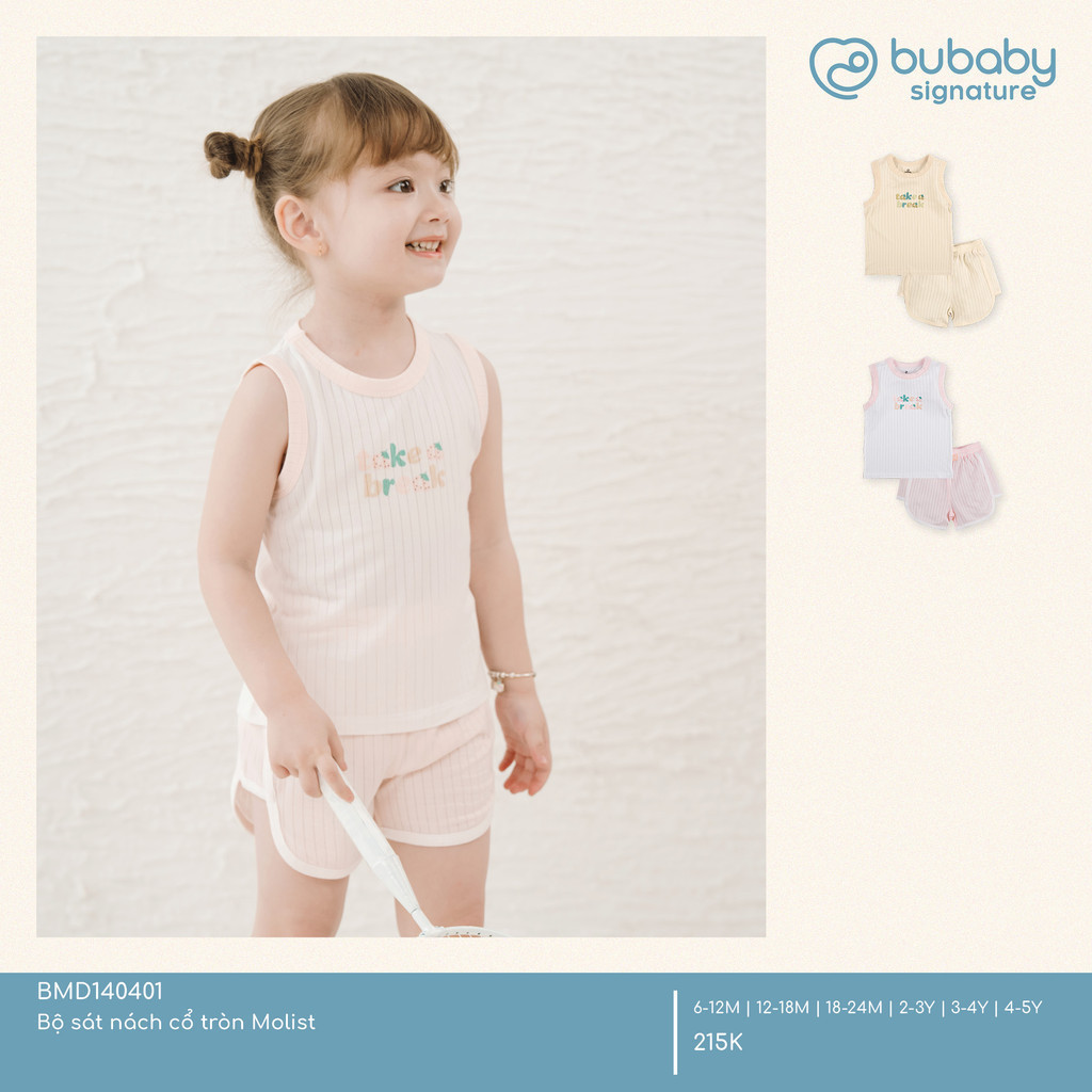BU Baby (6M-5Y) Bộ sát nách cổ tròn Bubaby Molist - BMD140401| Quần áo