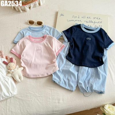 Set Đồ Bộ Bé Gái Áo Thun Cộc Tay Phối Quần Baggy Thể Thao Năng Động MINTSCLOSET GA2534