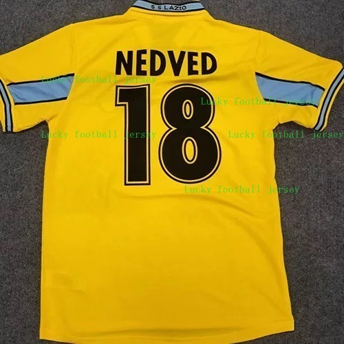 S-XXL 1998 / 99 Lazio 3RD Áo bóng đá cổ điển màu vàng S-XXL Áo thun ngắn tay khô nhanh dành cho ngườ